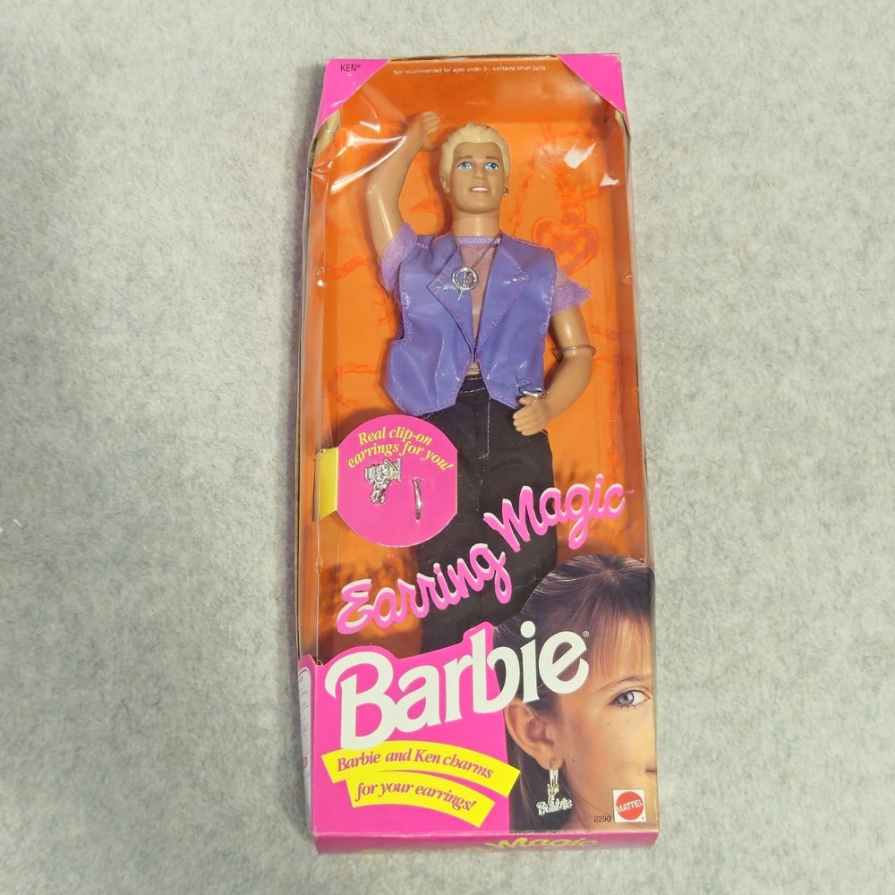 Barbie Earring Magic Ken Doll w/ Clip-On Earrings Vintage 1992 Mattel Flawed